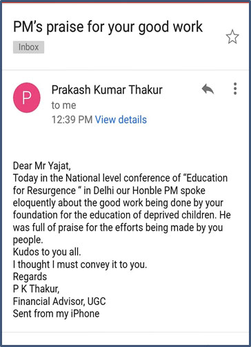 Prime Minister Mr. Narendra Modi’s Letter